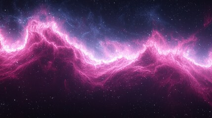 Pink and blue nebula with stars.