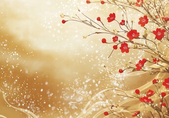 Harmonious Japanese Ume Against a Gold Canvas, Exemplifying Elegant Simplicity,調和のとれた金のキャンバスに咲く日本の梅、優雅なシンプルさを実証する.Generative AI