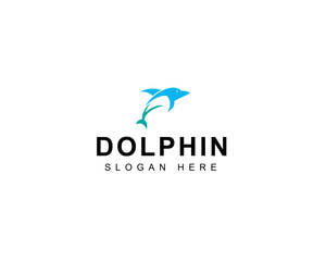 Dolphin Logo Template Vector. Dolphin jumping logo design concept.