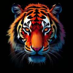 Fototapeta premium Abstract digital tiger painting, bright colors, intense mood style.