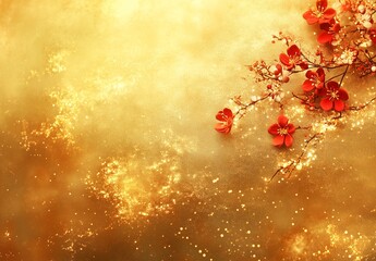 Harmonious Japanese Ume Against a Gold Canvas, Exemplifying Elegant Simplicity,調和のとれた金のキャンバスに咲く日本の梅、優雅なシンプルさを実証する.Generative AI