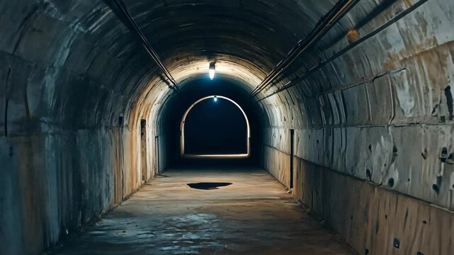 Pov on inside abandoned bunker