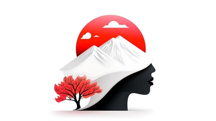 Serene Mountain Sunset Silhouette A Peaceful and Mindful Image