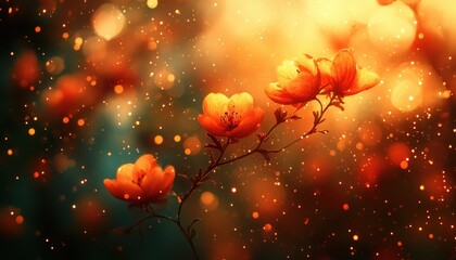 Abstract Dreamy Background with Soft Bokeh Lights and Gentle Light Diffusion in Warm Colors