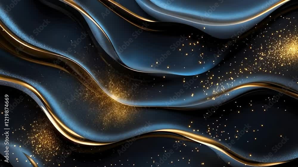 Poster elegant swirls of shimmering gold and deep blue create a mesmerizing visual symphony of light and mo