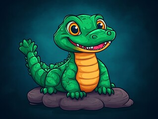 Fototapeta premium Adorable Baby Alligator Cartoon Illustration