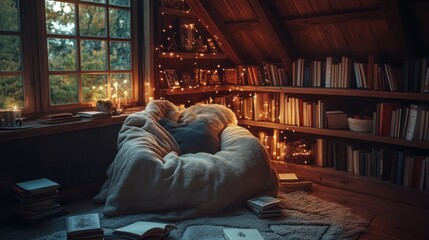 Cozy Attic Reading Nook: A Haven of Books and Warmth