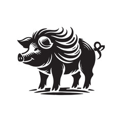 Black Color Pig silhouette design Vector Illustration, Solid White Background (1).eps