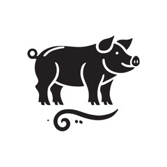 Black Color Pig silhouette design Vector Illustration, Solid White Background (9).eps