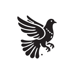 Black Color Pigeon silhouette design Vector Illustration, Solid White Background (4).eps