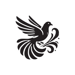 Obraz premium Black Color Pigeon silhouette design Vector Illustration, Solid White Background (3).eps