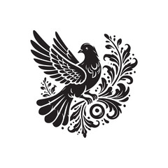 Fototapeta premium Black Color Pigeon silhouette design Vector Illustration, Solid White Background (6).eps