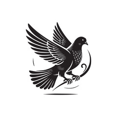 Black Color Pigeon silhouette design Vector Illustration, Solid White Background (8).eps
