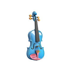 Naklejka premium Vibrant Blue Violin A 3D Render of a Stylish String Instrument
