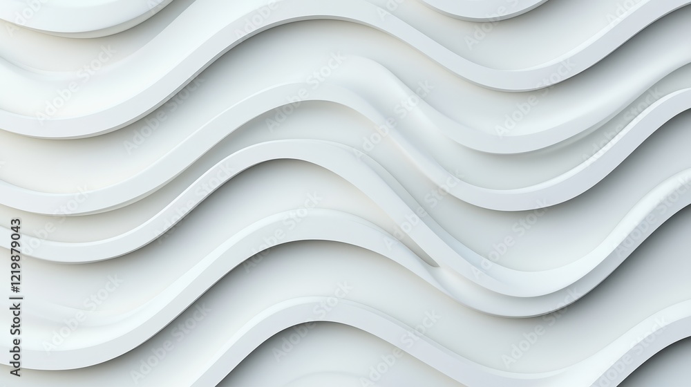 Aufkleber abstract wavy pattern in soft white tones with fluid design elements