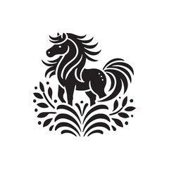 Black Color Pony silhouette design Vector Illustration, Solid White Background (1).eps