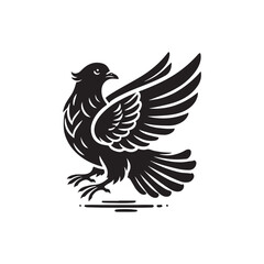 Black Color Pigeon silhouette design Vector Illustration, Solid White Background (12).eps