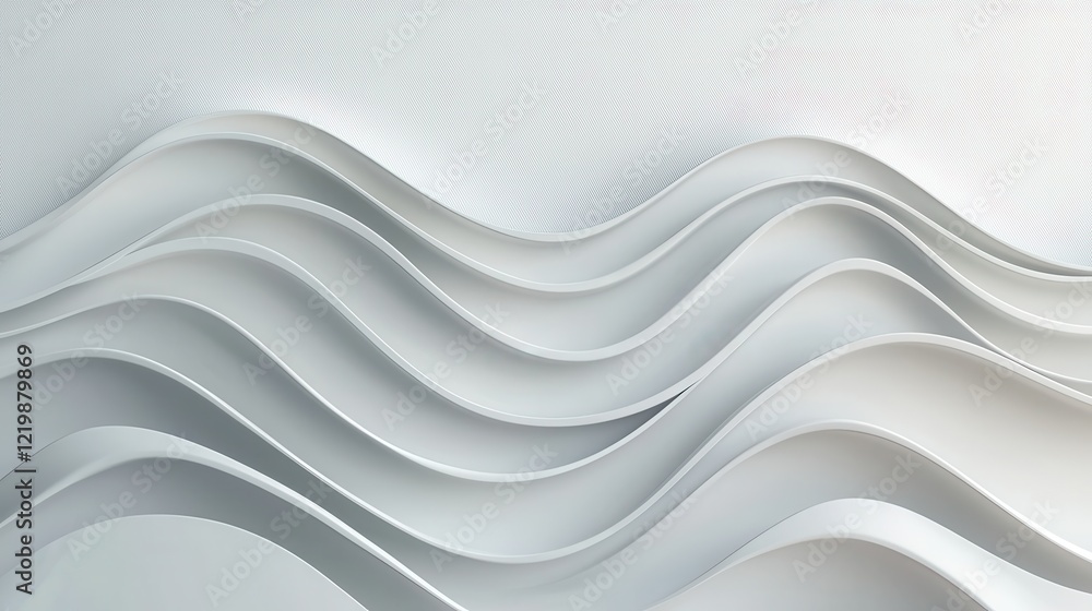 Poster abstract white waves in smooth flowing shapes on neutral background