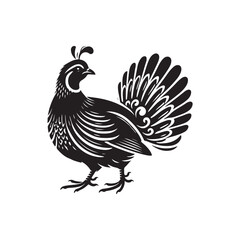 Black Color Quail silhouette design Vector Illustration, Solid White Background (5).eps