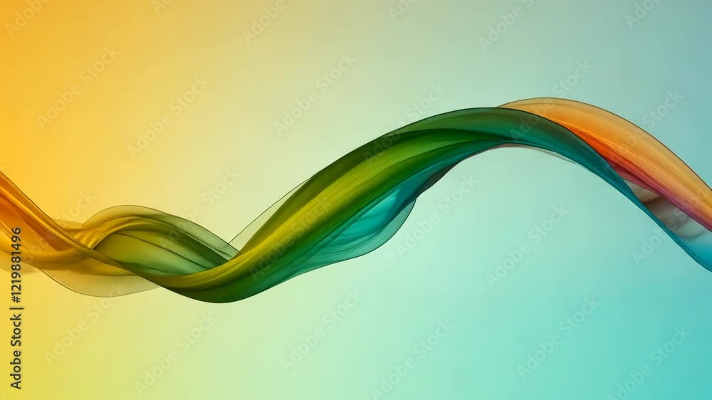 Poster colorful abstract wave forms flowing gracefully through a vibrant gradient background