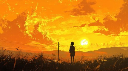 Fototapeta premium Sunset makes the sky and cloud a beautiful golden yellow.