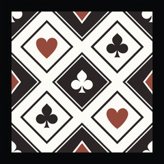 Modern Geometric Card Suit Pattern Design Perfect for Wall Art, Branding, and Decor. Artistic Card Suit-Inspired Pattern for Sophisticated Graphic and Home Decoration Design.
