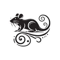 Black Color Rat silhouette design Vector Illustration, Solid White Background (1).eps