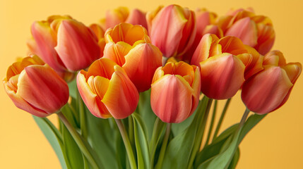 Naklejka premium チューリップ-黄色い背景