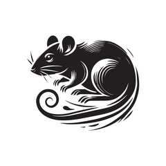 Black Color Rat silhouette design Vector Illustration, Solid White Background (7).eps