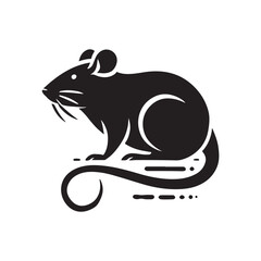 Black Color Rat silhouette design Vector Illustration, Solid White Background (9).eps