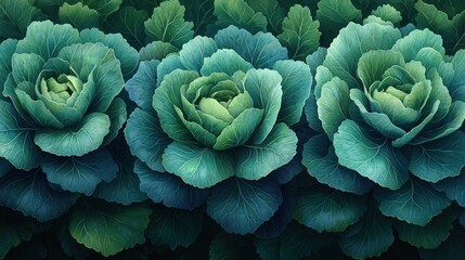 Fototapeta premium Fresh Organic Cabbage Leaves Nutrient Rich Healthy Green Vegetable Salad Natural Wholesome Ingredients
