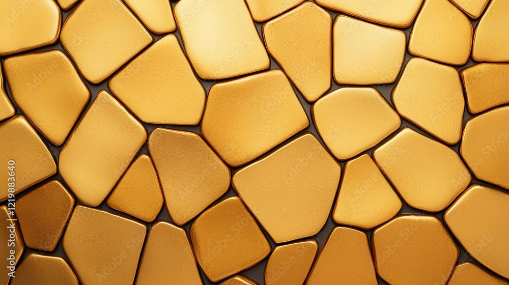 Poster smooth golden tiles with irregular shapes and shiny texture