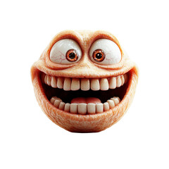 3D Render of a Hilariously Grotesque Cartoon Smiley Face with Wide Grin and Bug Eyes