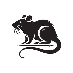 Black Color Rat silhouette design Vector Illustration, Solid White Background (14).eps