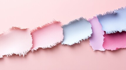 Obraz premium High-resolution torn paper, handcrafted texture, fibrous edges, neutral matte tones. Pink and purple background for text, title, and background,