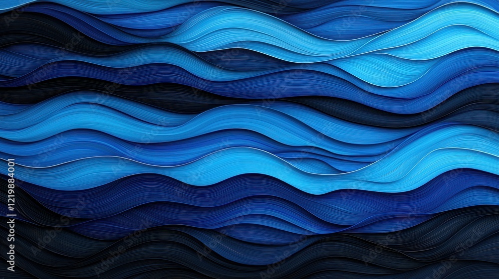 Aufkleber blue waves abstract pattern with soft curves and textured layers