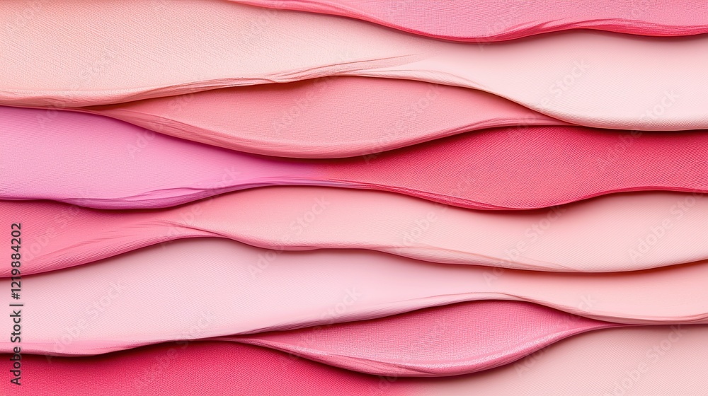 Poster Layers of Soft Pastel Fabric Draped Elegantly in Wave Patterns