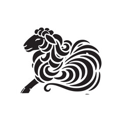 Black Color Sheep silhouette design Vector Illustration, Solid White Background (8).eps