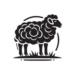 Black Color Sheep silhouette design Vector Illustration, Solid White Background (9).eps