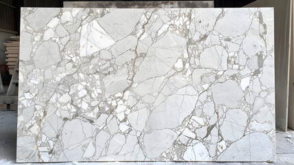 Luxury white breccia marble stone with stunning mineral, generative ai