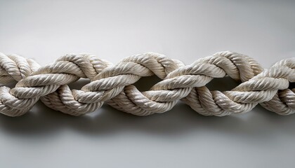 精緻で控えめなライトグレー背景、隅に置かれたロープが素朴さと実用性を感じさせる
