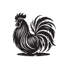 Black Color Silkie Chicken silhouette design Vector Illustration, Solid White Background (13).eps