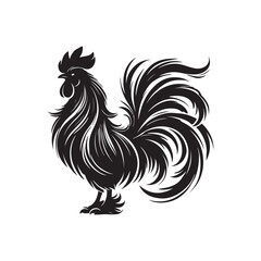 Black Color Silkie Chicken silhouette design Vector Illustration, Solid White Background (16).eps