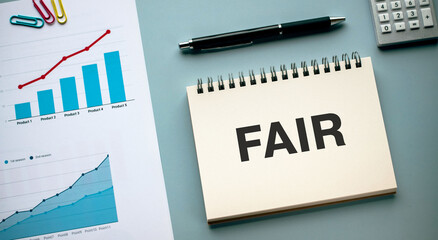 There is notebook with the word FAIR. It is as an eye-catching image.