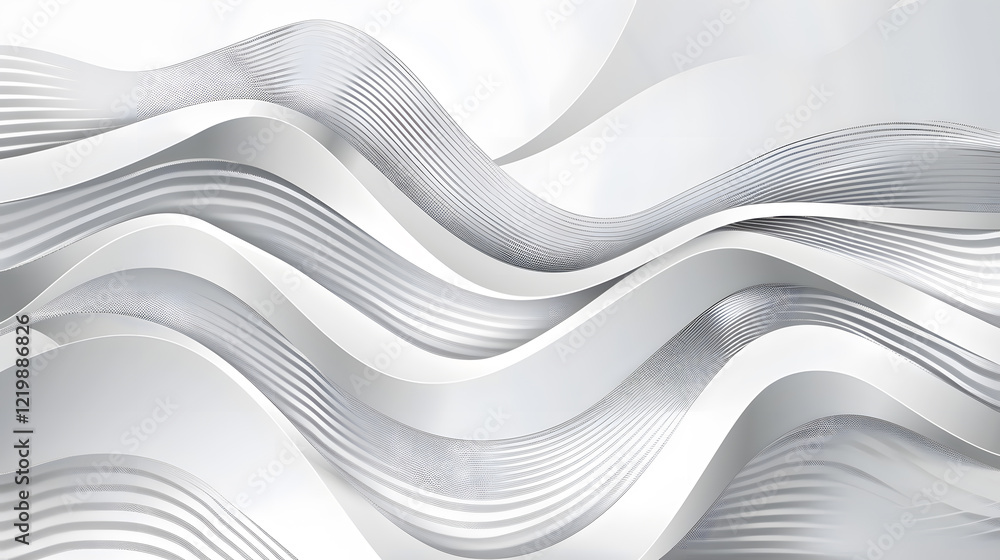 Poster modern abstract design featuring white and gray background with dynamic stripes and curved lines, ge