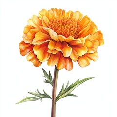 Watercolor Marigold flower on white background,floral concept, perfect for Valentine's Day,Mother's Day,Easter,Wedding Day,Anniversaries
