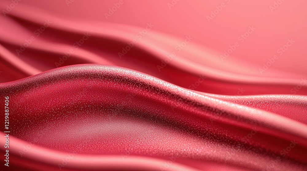 Poster smooth red silk fabric with gentle waves and soft texture