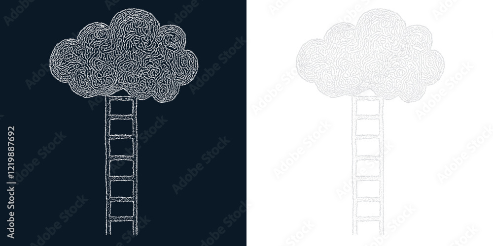 Aufkleber ladder leading to cloud symbolizing achieving goals and success with transparent background