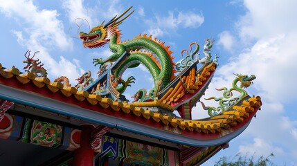 Fototapeta premium Chinese_dragon_photography_ancient_chinese_architectu
