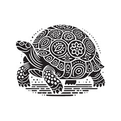 Black Color Tortoise silhouette design Vector Illustration, Solid White Background (3).eps